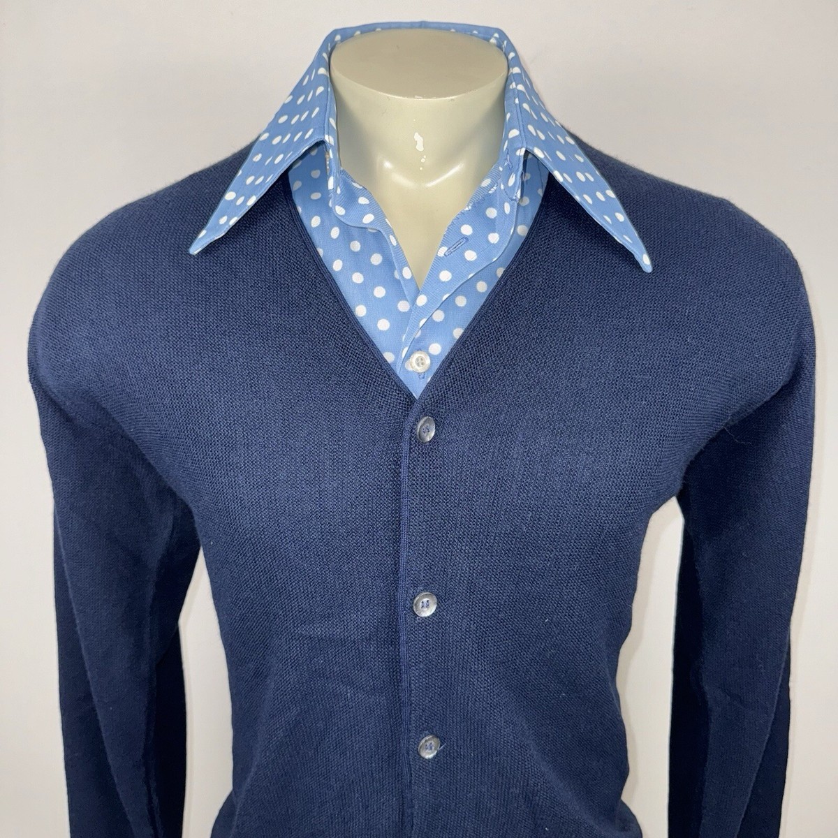 Vtg 60s 70s Sweater Mens Montgomery Ward Cardigan Rockabilly MCM 