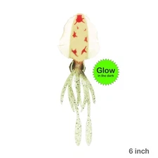 Fish WOW!® Pink GLOW 6" Fishing Chase Squid Skirt Real-like Octopus lure 3D eye