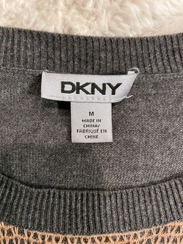 DKNY Women's Sweater, Size Medium, Color Gray Peach Wool Cashmere Blend, Knit - Picture 6 of 11