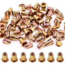 60Pcs M8 Half Hex Body Flange Rivet Nut Zinc Plated Carbon Steel Threaded Insert