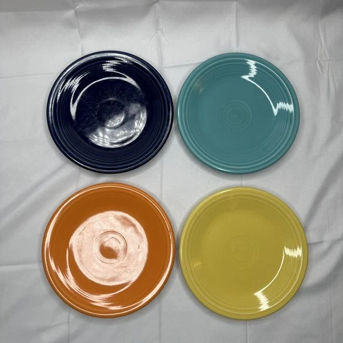 Fiesta ~ Mixed Color Lot Of 4 - 7" Salad Plate  ~ Blue, Orange, Yellow