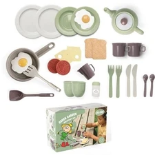 Dantoy Green Garden Breakfast Set BPA Free Pretend Play Kitchen Toy Set