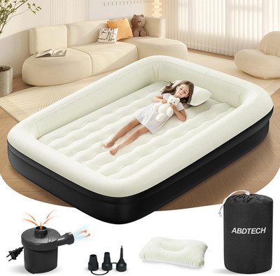 Portable Inflatable Toddler Travel Bed with Safety Sides & High-Speed Pump