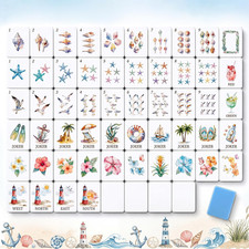 160 Pc American Mahjong Tiles Coastal Ocean Engraved Melamine Game Set 1.2 Inch