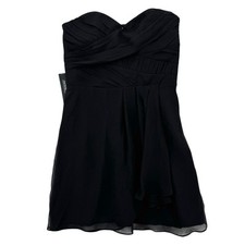 Express Strapless Dress Womens 2 Black Pleated Chiffon Mini Cocktail Party NWT