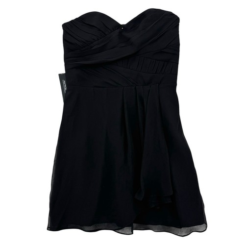 Express Strapless Dress Womens 2 Black Pleated Chiffon Mini Cocktail Party NWT - Picture 1 of 8