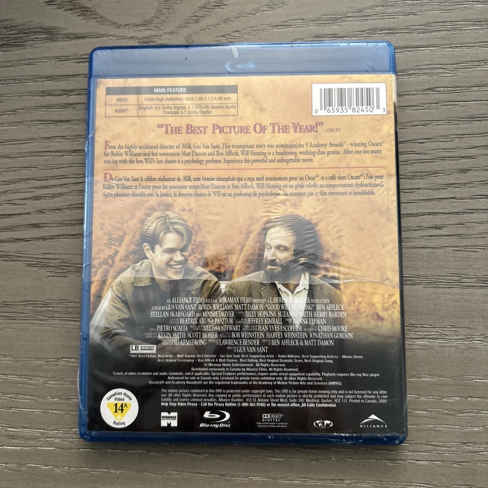 Good Will Hunting (Blu-ray, 1997) Robin Williams, Matt Damon - Image 2 of 3