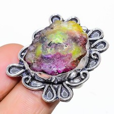 Rainbow Solar Quartz Gemstone 925 Sterling Silver Jewelry Ring Size 8 S989