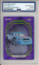 2024 TOPPS CHROME DISNEY PURPLE /150 CARS CAL WEATHERS SIGNED KYLE PETTY PSA DNA