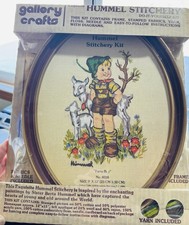 Vintage 1976 Gallery Crafts Hummel Embroidery Kit "Farm Boy   8038 With Frame