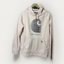 Carhartt Womens Medium Pink Hoodie Rain Defender Pullover Logo Sweatshirt
