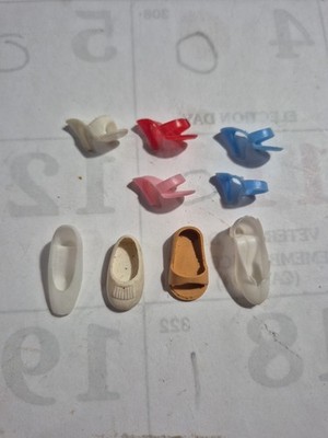 Vintage Barbie Color Coordinates ~ Pair Blue Open Toe High Heel Shoes And More 