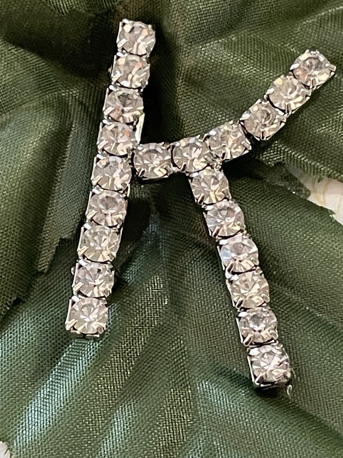Monogram Initial Letter "K" Prong-set Rhinestone … - image 1