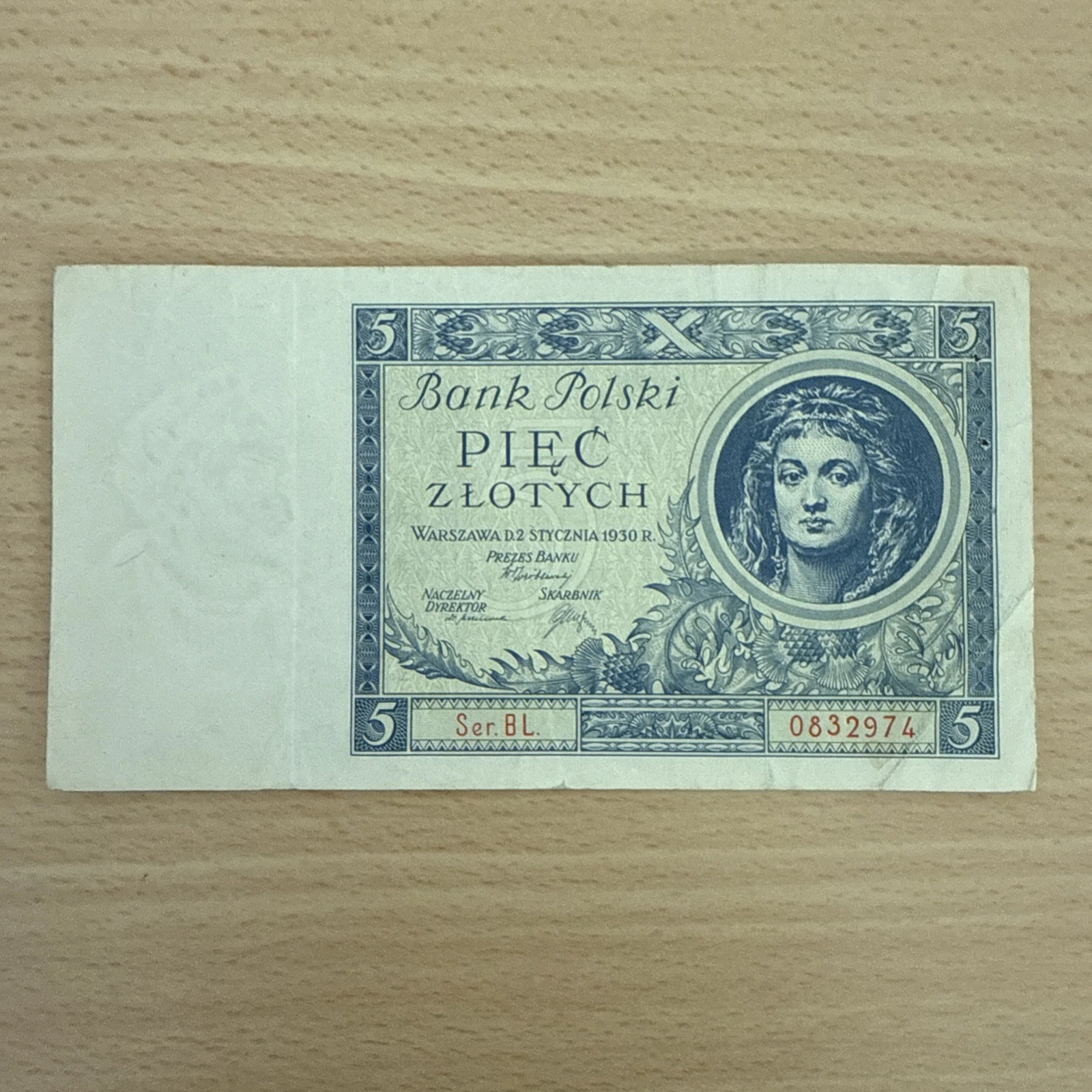Billet Polonais Pologne 5 Piec Zlotych 1930
