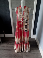 Ladies Made in Italy Pink & Brown Animal Print Maxi Dress UK 12 VGC