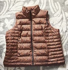 Lands End Women's Leopard Brown 600 Down Puffer Full Zip 2X