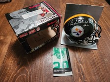 Signed ROCKY BLEIER Pittsburgh Steelers Mini Helmet With Ticket Original Box