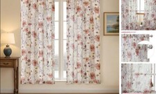 Crushed Floral Sheer Curtains for Bedroom 63 Inch 42"W x 63"L Pack of 2