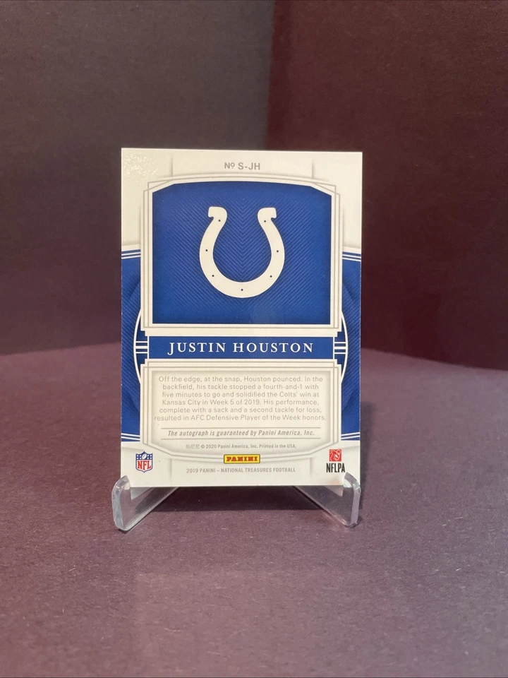 2019 Panini National Treasures Signatures Emerald #S-JH Justin Houston /5 (AU) - Image 2 of 2