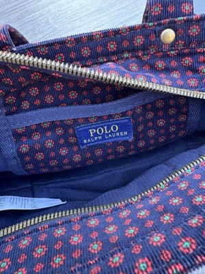 Polo Ralph Lauren Big Pony Corduroy Mini Tote Bag Newport Navy/Red