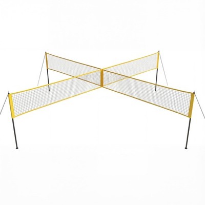 4-Flächen-Volleyballnetz,14FT Außenspielset 3 Höhen verstellbar mit Ball &Tasche