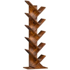10 Shelf Bookcase, Tall Wooden Organizer For Home Office, Brown