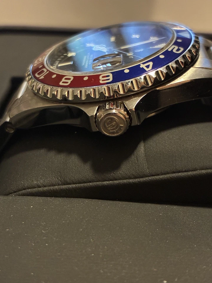 Steinhart Ocean GMT Date Pepsi 42mm Dress Mens Vintage Wrist Watch Original RUNS - Image 4 of 4