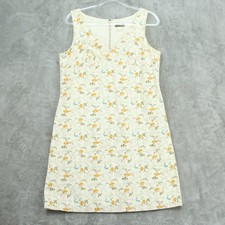 J Crew Dress Womens 14 Ditsy Floral Cottage Prairie Coquette Boho Back Zip Ivory