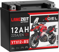 Langzeit YTX12-BS Motorradbatterie 12V 12Ah Gel Batterie 51012 GTX12-BS