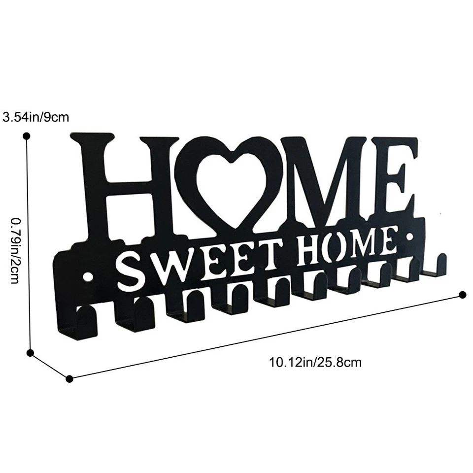 Porta llaves de metal montado en la pared con 10 ganchos para colgador de llaves para oficina en casa pasillo U Foto 2 de 4