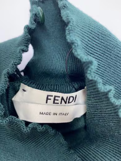 FENDI/Knit sweater (thin)/Size 38/Cashmere/GRN/Solid/FZZ852/Ruffle thumbnail 3