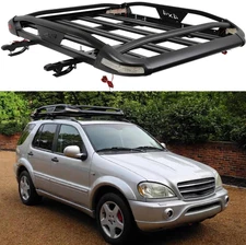 Roof Rack Cargo Basket Cross Bars LED Lights For MERCEDES-BENZ ML W163 W164 W166