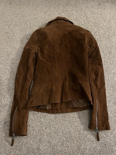 Esmara By Heidi Klum Women’s Suede 100% Leather Moto Jacket UK 8 Camel Brown - Picture 6 of 11