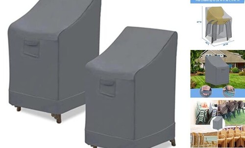 Stackable Chair Covers 2Pack,Outdoor Stacking Chair 2 Pack-36"Lx28"Wx47"H,Grey