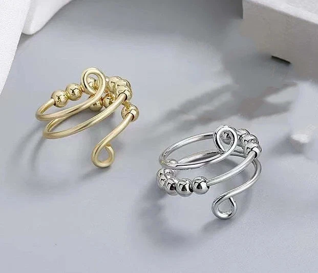 Angst Relief Stress Zappeln 10 Kugel Drehbarer Ring Meditation Ringe Jewellery - Bild 1 von 1