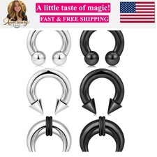 6-12pcs Septum Pincher Tapers 8G 6G 4G 2G Stretching Kit C Shape Septum Pierc...