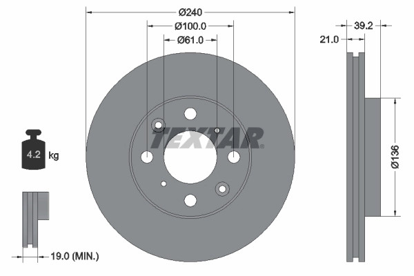 2Er-Set 2Er Set Bremsscheibe Textar 92110300 Honda 45251S2G000 Honda 45251S50G00-image