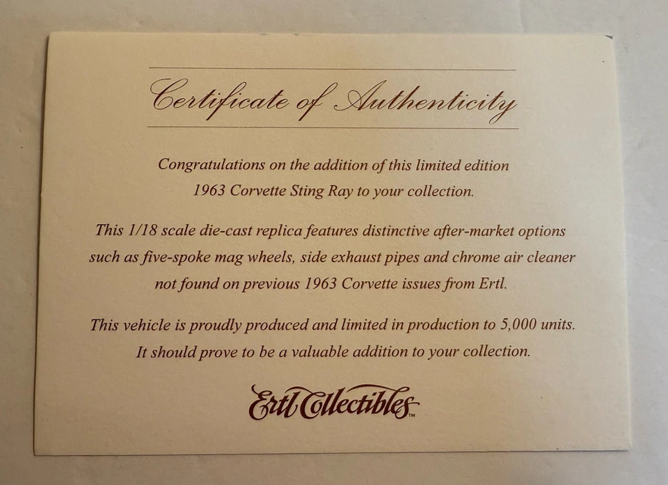 RARO QVC Ertl American Muscle escala 1:18 vermelho 1963 Chevy Corvette personalizado - Imagem 3 de 4