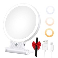 1X/30X Lighted Makeup Mirror with Magnification, Double-Sided Switch, 3-Color