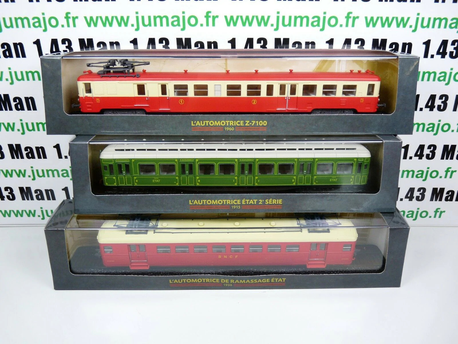Lot 3 trains automotrices SNCF Z 7100 echelle HO 1/87 serie 1915 materiel miniature