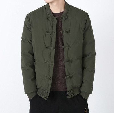 Men Quilted Jacket Chinese Style Cotton padded Coat Warm Thick buckle Tang Suit