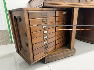 Antique Pedestal Desk Burr Inlays Excellent Potential