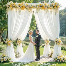 White Backdrop Curtains Wrinkle Free White Photo Backdrop Drapes for Wedding ...