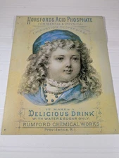 Vintage Horsfords Acid Phosphate by Rumford Chemical Works metal/tin Sign
