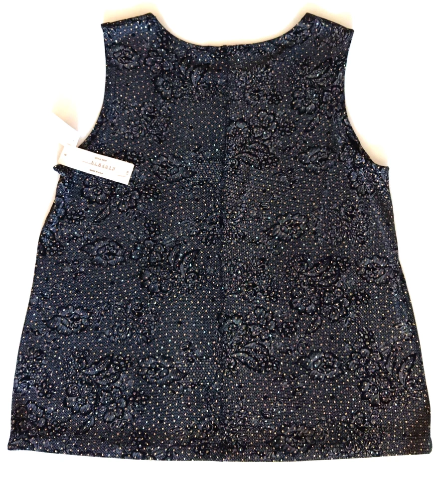 Blusa Top VIKKI VI Para Mujer 1X Negra Dorada Brillante Sin Mangas Vacaciones Elegante Nueva con Etiquetas Foto 2 de 4