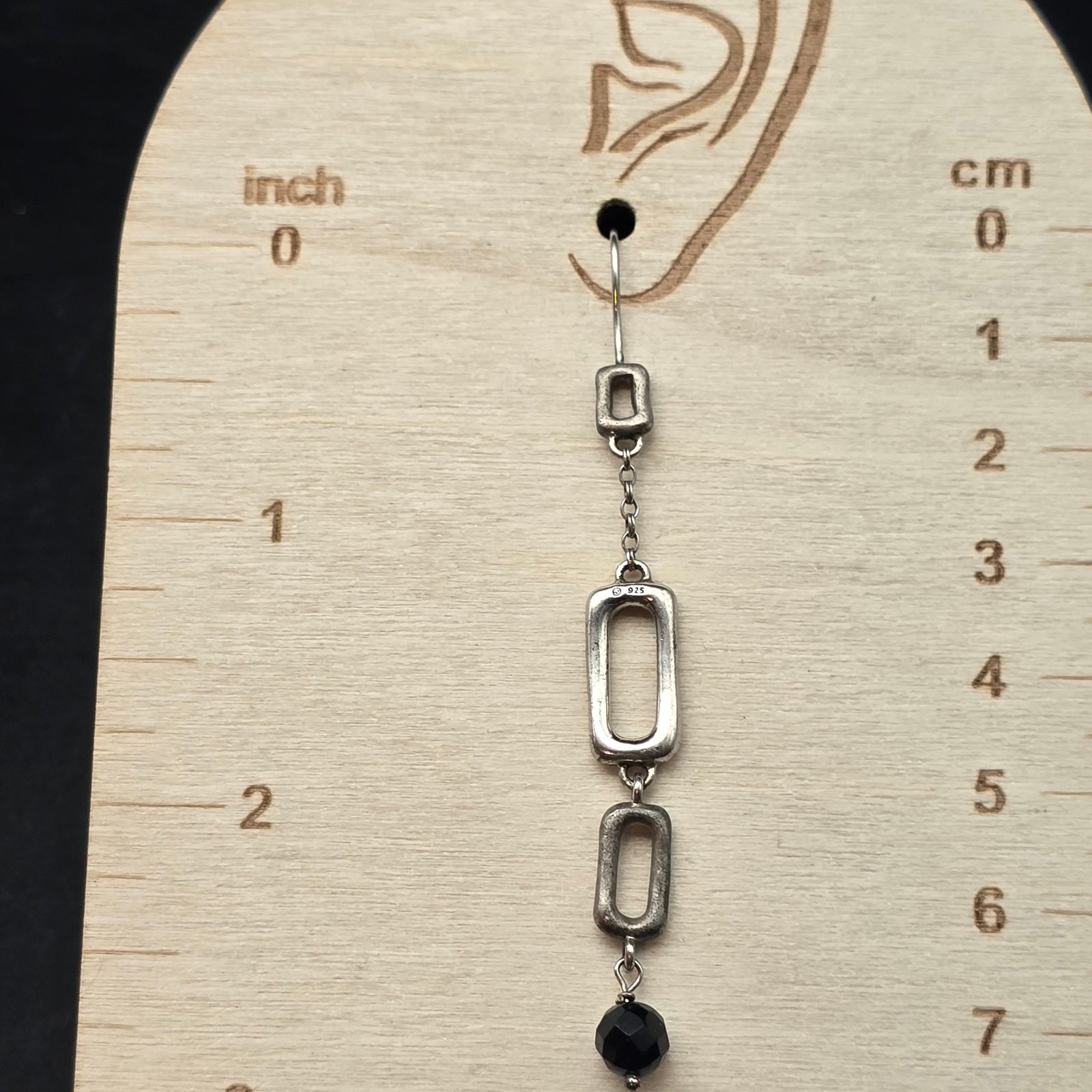 Sterling Silver Rectangle Dangle Drop Earrings 92… - image 2