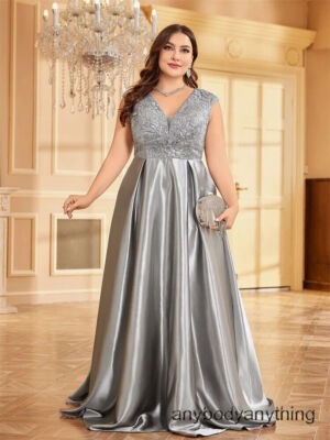 Luxury Satin V-Neck Evening Dress Women Party Prom Floor Lenght Cocktail  Dress | eBay