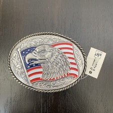 THE AMERICAN EAGLE AND AMERICAN FLAG BELT BUCKLE - GW-16