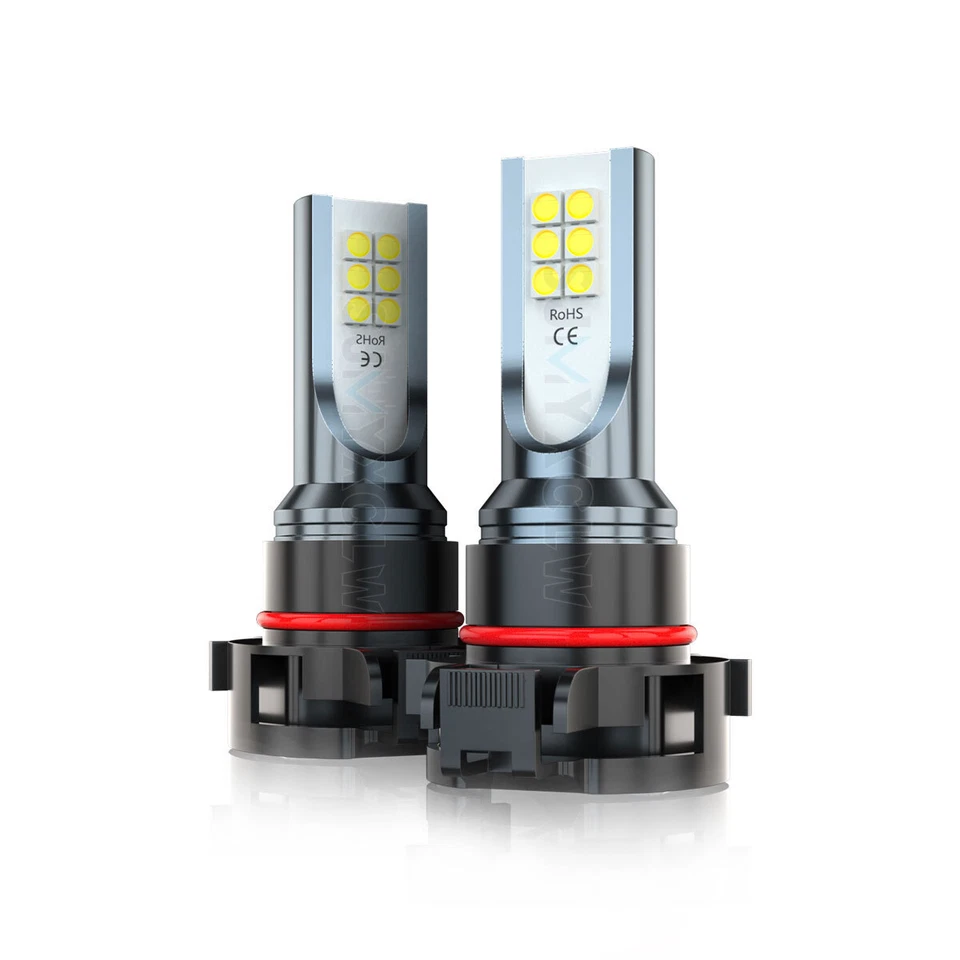 2 x White 5202 PSX24W 2504 LED DRL Light Bulbs for 2017 2018 2019 Jeep Compass - Image 3 of 4