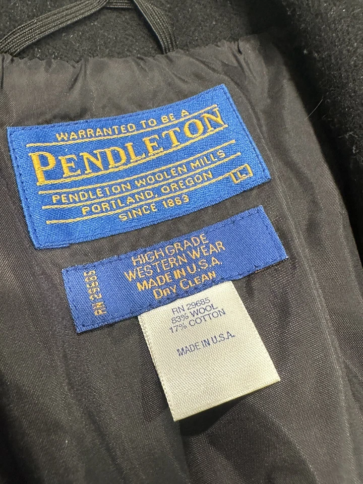 Vtg Pendleton Coat BAY STRIPES Wool Blanket Coat Bomber Jacket Mens Large HBC - Image 2 of 4